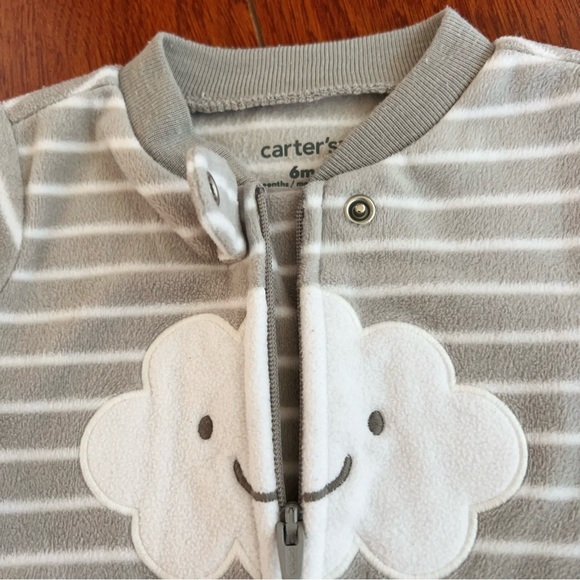 Carter’s Baby Fleece Footed Sleeper – Grey Stripe Cloud Design (6M) - Picture 7 of 11